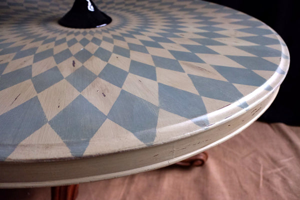 Antique Victorian Tilt Top ROUND Painted Harlequin Shabby Chic Bespoke Dining Table