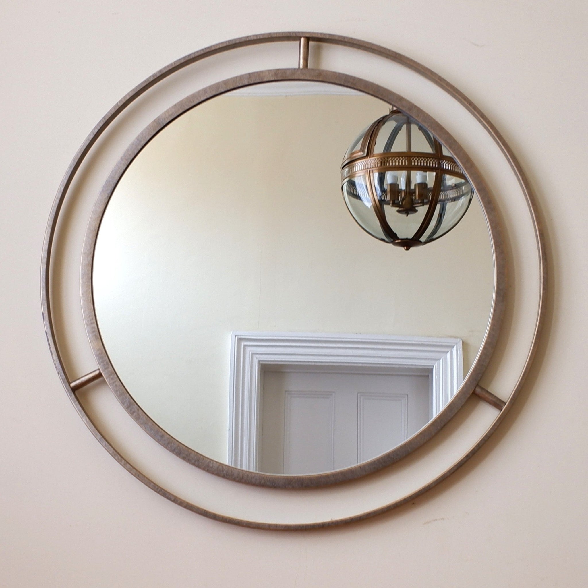 New 98cm Round MIRROR Gold Bronze Metal Contemporary Modern Double Frame