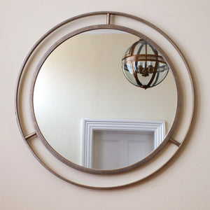 New 98cm Round MIRROR Gold Bronze Metal Contemporary Modern Double Frame