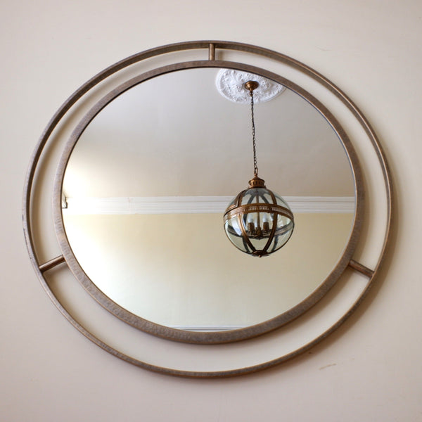 New 98cm Round MIRROR Gold Bronze Metal Contemporary Modern Double Frame