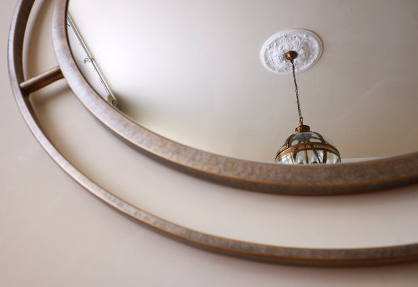 New 98cm Round MIRROR Gold Bronze Metal Contemporary Modern Double Frame