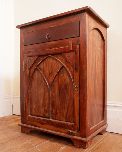 Vintage Indian Cupboard Hardwood GOTHIC Arch Rustic Cabinet Sideboard Drawer