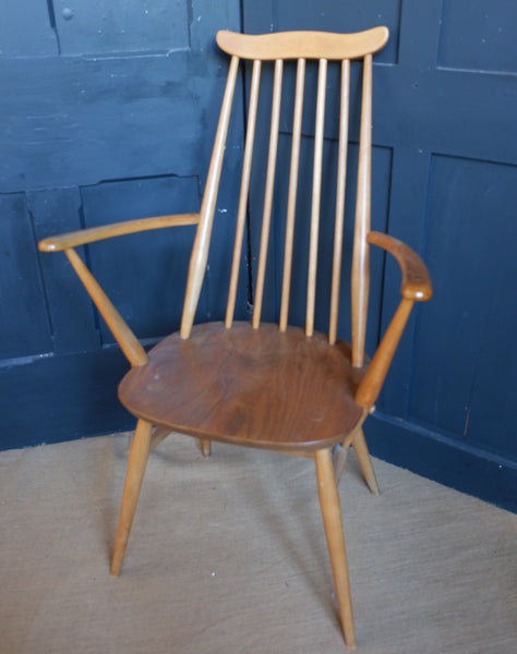 Vintage ERCOL Armchair Blonde Goldsmith Elm Wood Carver Hall Side Dining Chair