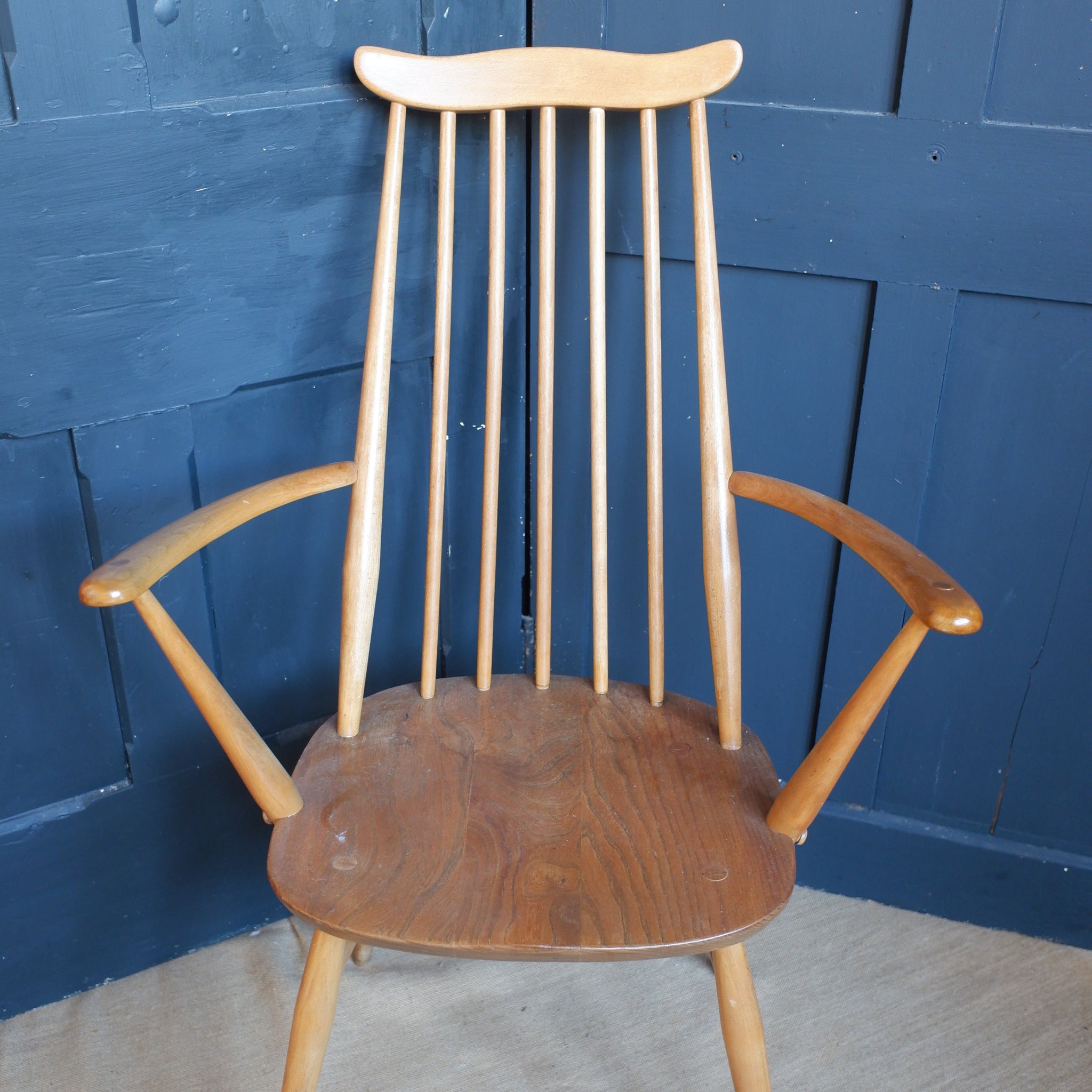 Vintage ERCOL Armchair Blonde Goldsmith Elm Wood Carver Hall Side Dining Chair