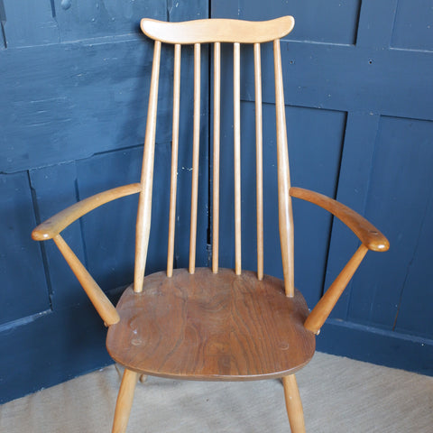 Vintage ERCOL Armchair Blonde Goldsmith Elm Wood Carver Hall Side Dining Chair