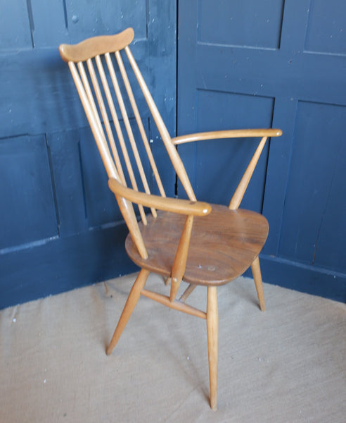 Vintage ERCOL Armchair Blonde Goldsmith Elm Wood Carver Hall Side Dining Chair