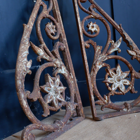 Antique Architectural Pair of Large Victorian Wall BRACKETS Cast Iron Supports