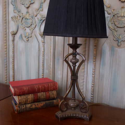 Antique French Style Marble & Metal Table Bedside Ornate Lamp