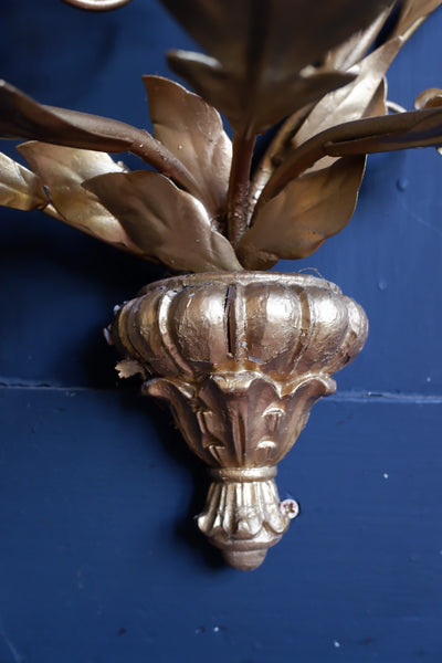 Antique  French CANDELABRA Wall Sconce GO:D Gilt Vine 3 Candle Stick Holder