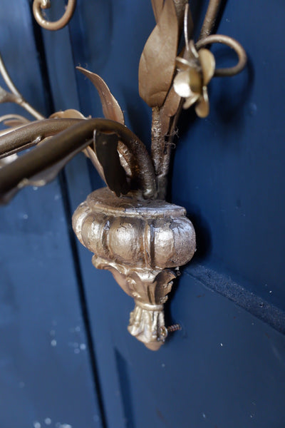 Antique  French CANDELABRA Wall Sconce GO:D Gilt Vine 3 Candle Stick Holder