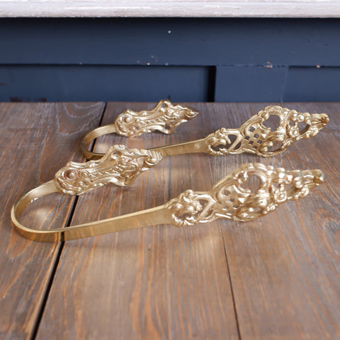 Pair of French Vintage GOLD Metal Brass Curtain TIE BACK Holdbacks