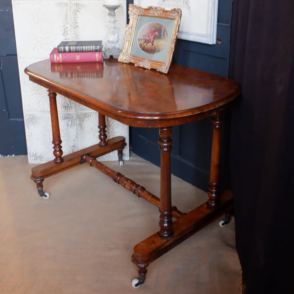 Antique Victorian WALNUT Library Serving Console Sofa Table Writing Office Desk