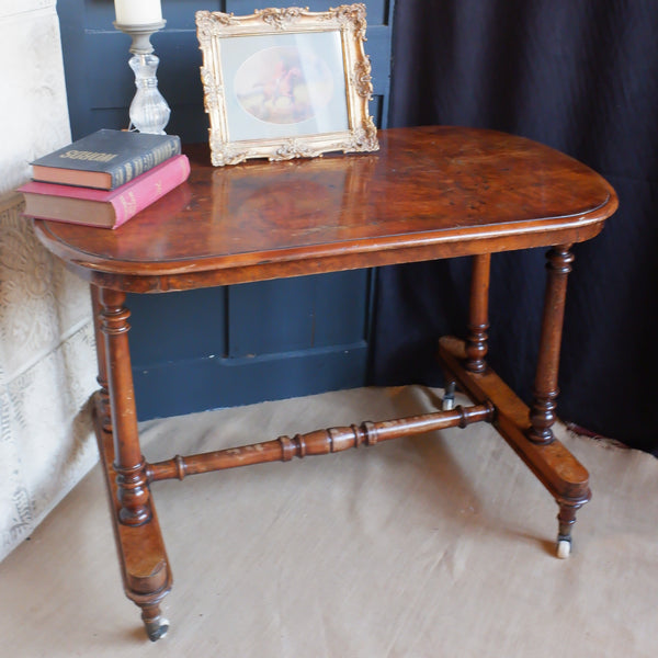 Antique Victorian WALNUT Library Serving Console Sofa Table Writing Office Desk