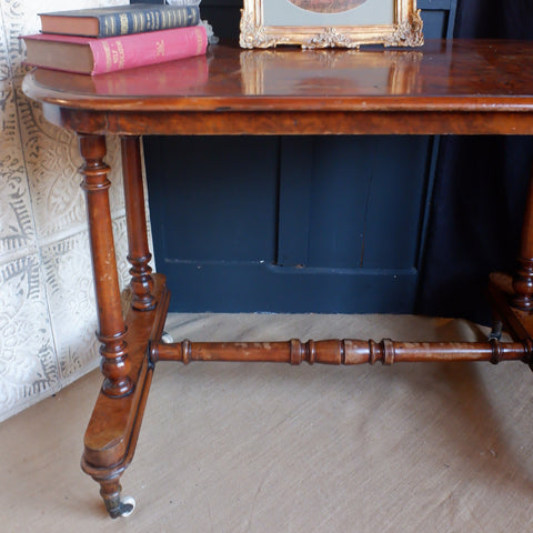 Antique Victorian WALNUT Library Serving Console Sofa Table Writing Office Desk