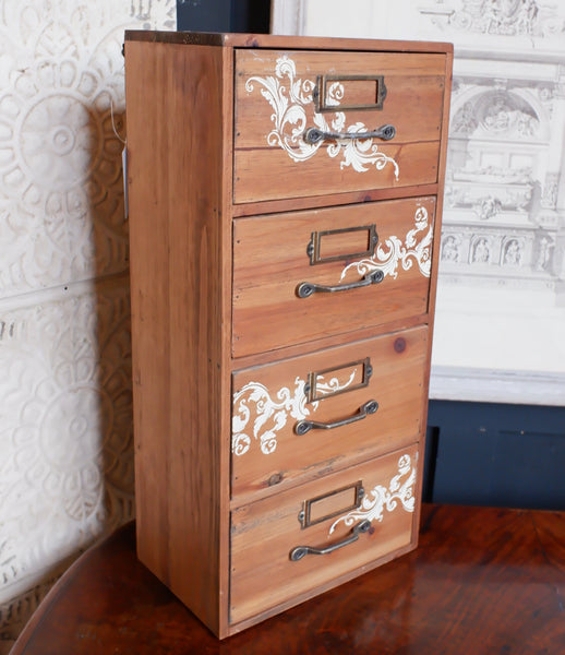 New Vintage Retro Industrial Multi Chest of 4 Drawers Wall Wood Craft Cabinet