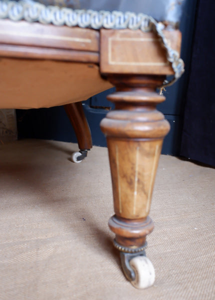 Pair of Antique Victorian WALNUT Inlaid His Armchair & Hers Ladies Nursing Chair