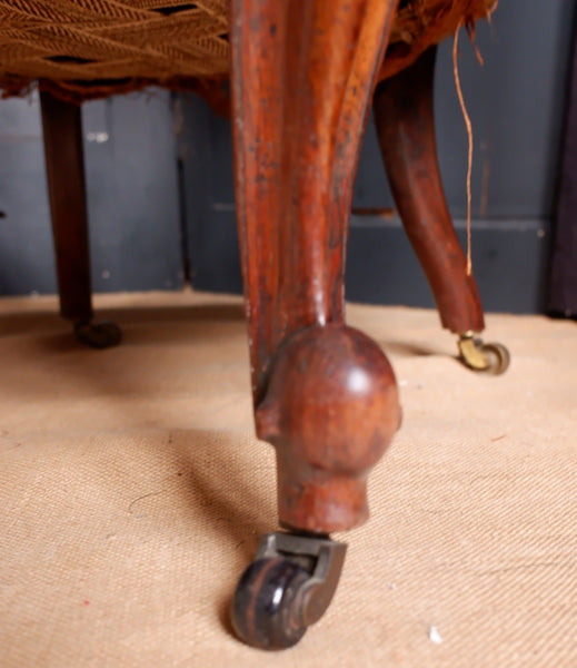 Antique Victorian ROSEWOOD Fireside Library Carved Ladies Nursing Lounge Slipper Chair