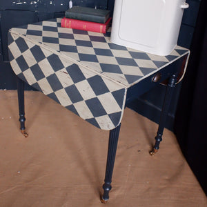 Antique Victorian RUSTIC Painted Harlequin DROP Leaf Dining Pembroke Side Table