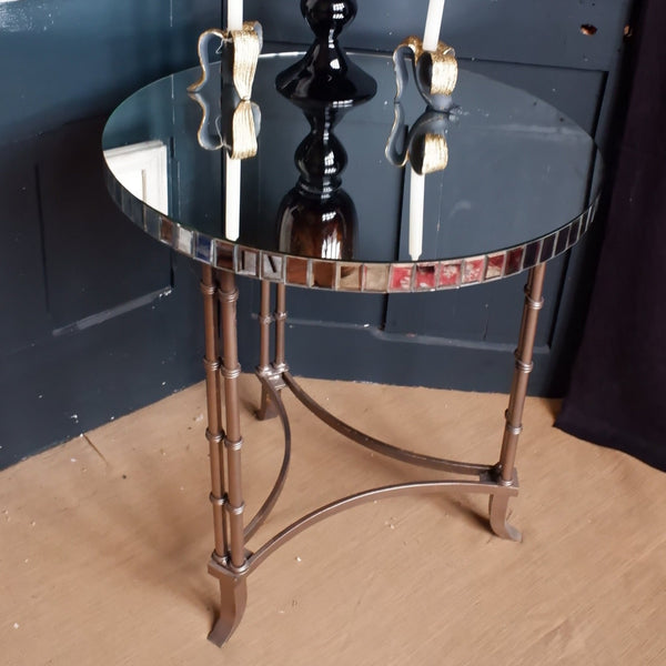 New Round Mirror Top Side Centre Table French Shabby Chic Glass GOLD Metal Base