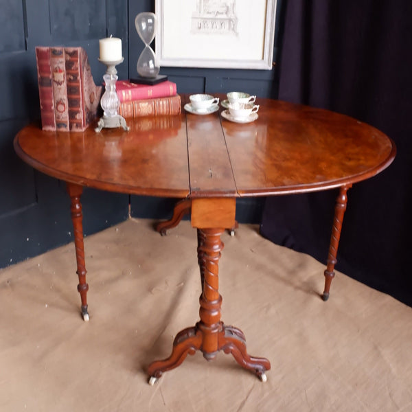 Antique Victorian WALNUT Drop Leaf Dining Sutherland Centre Side Table