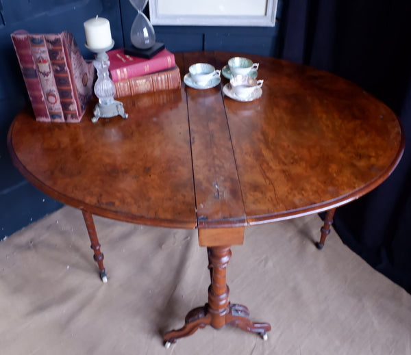 Antique Victorian WALNUT Drop Leaf Dining Sutherland Centre Side Table