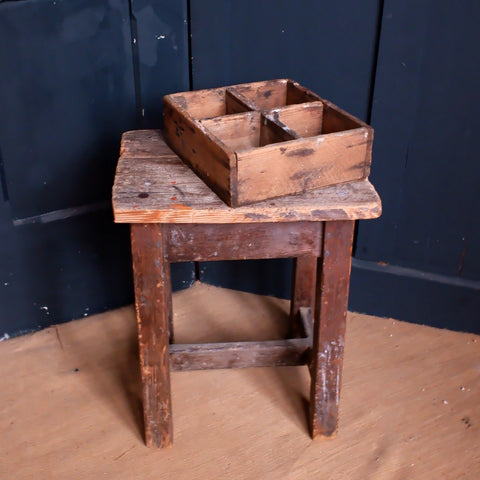 Original Antique PINE Wood Rustic Small MILKING Stool Plant Stand Seat