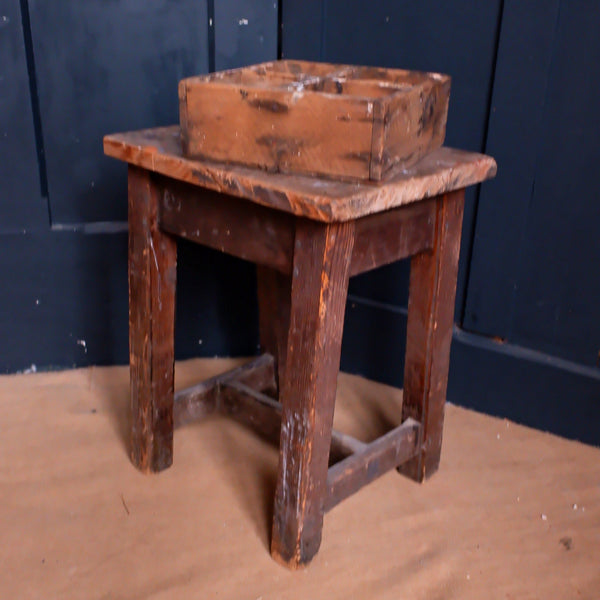 Original Antique PINE Wood Rustic Small MILKING Stool Plant Stand Seat