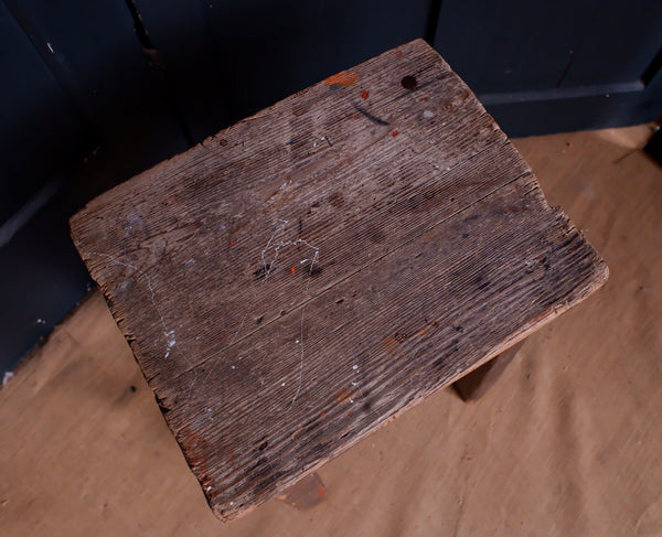 Original Antique PINE Wood Rustic Small MILKING Stool Plant Stand Seat