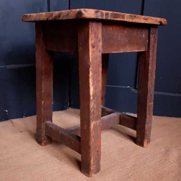 Original Antique PINE Wood Rustic Small MILKING Stool Plant Stand Seat