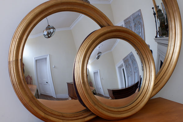 New Gold CONVEX Rustic Round Vintage Style Wall Mirror-  3 Sizes