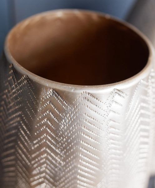 NEW French Metal Decorative Gold Herringbone Vase Pot