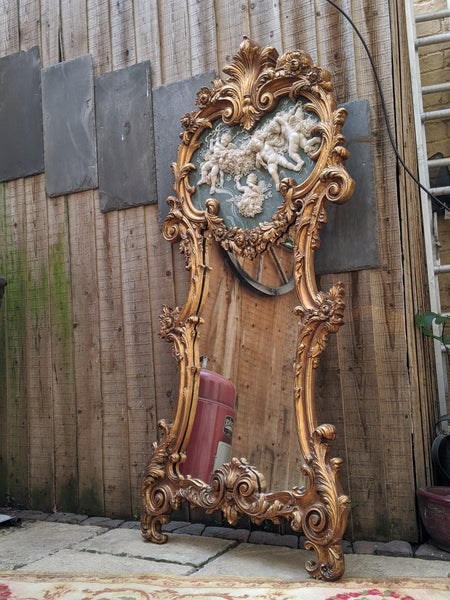 Gold Gilt French Louis Vintage Antique Style Ornate OVERMANTEL Tall Wall Frame Full Length Mirror