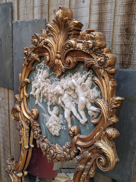 Gold Gilt French Louis Vintage Antique Style Ornate OVERMANTEL Tall Wall Frame Full Length Mirror