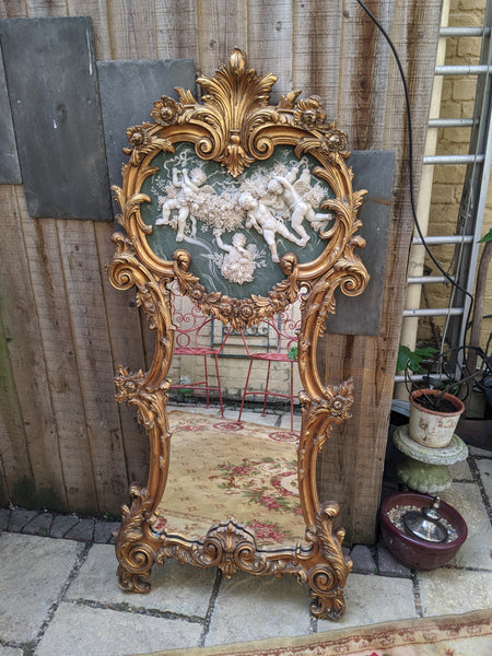 Gold Gilt French Louis Vintage Antique Style Ornate OVERMANTEL Tall Wall Frame Full Length Mirror