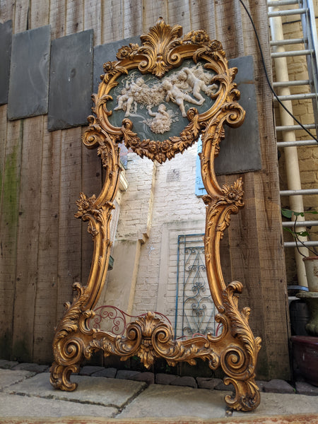 Gold Gilt French Louis Vintage Antique Style Ornate OVERMANTEL Tall Wall Frame Full Length Mirror