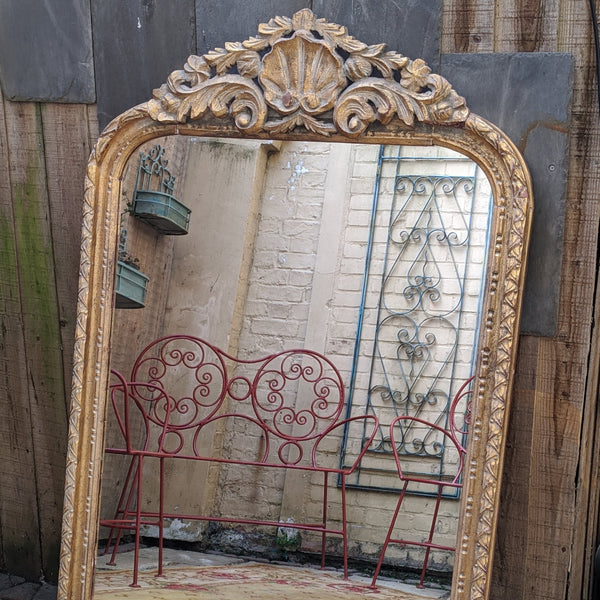 Gold Gilt Wood French Louis Vintage Antique Style Ornate OVERMANTEL Tall Wall Frame Mirror