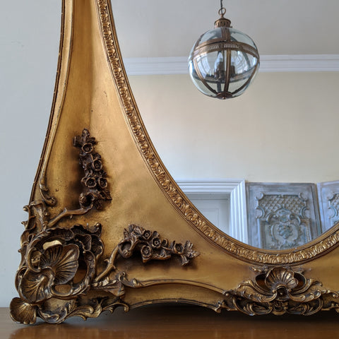 OVAL Gold Gilt French Louis Vintage Antique Style Ornate OVERMANTEL Tall Wall Frame Full Length Mirror