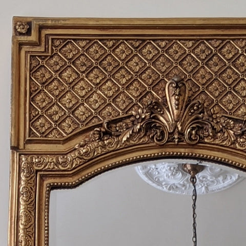 Gold Gilt REGENCY Style Vintage Antique Ornate OVERMANTEL Tall Full Length Mirror