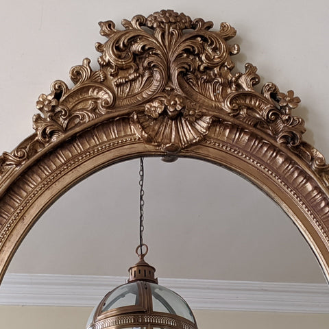 OVAL Gold Gilt CHERUB French Louis Vintage Style Ornate OVERMANTEL Mirror