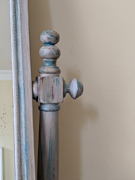 Antique Victorian Mahogany GREY Shabby Chic French Louis Freestanding SWIVEL Dressing Table Overmantel Mirror