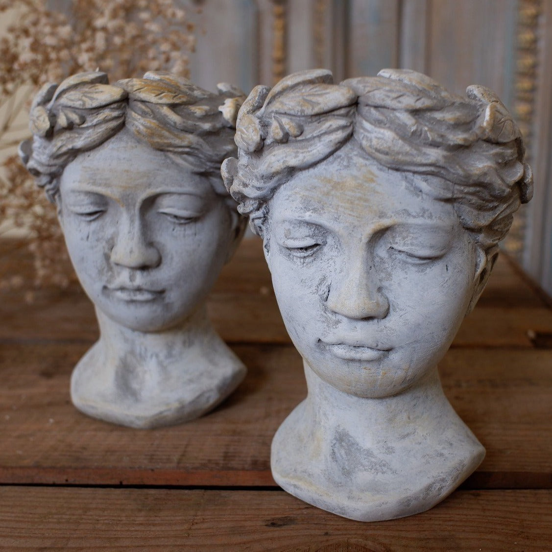 New Vintage Shabby Chic Stone Effect Lady Cherub HEAD Garden Planter F ...