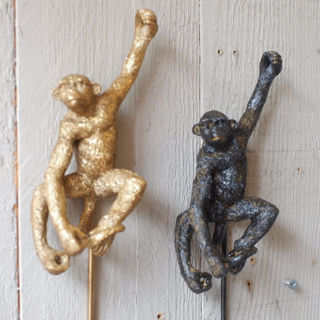 New GOLD Brown Hanging MONKEY Vintage Shabby Chic Metal Rustic