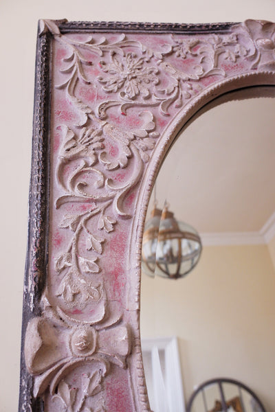 New Grey French Louis Vintage Rustic Ornate Embossed OVERMANTEL Wall Mirror