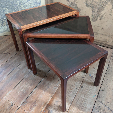 Vintage Retro Rosewood 1960's KAI KRISTIANSEN Nest Of 3 DANISH Coffee Tables