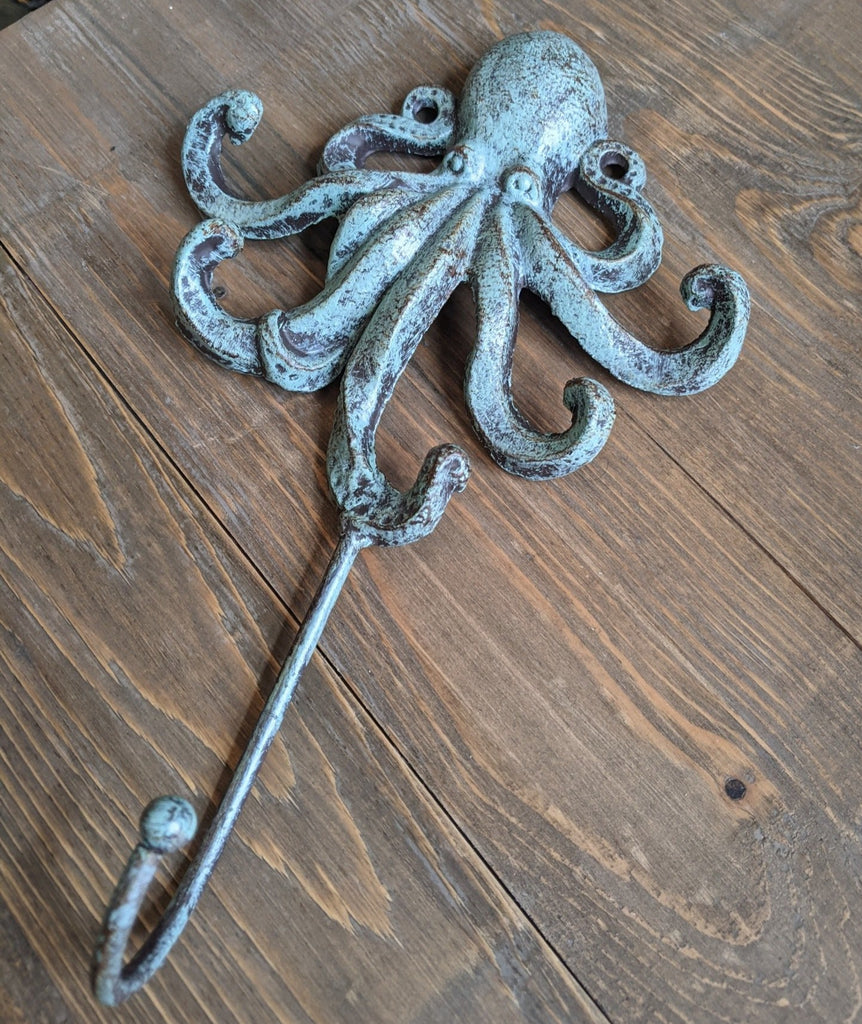 New OCTOPUS French Vintage Shabby Chic Metal Rustic GREEN Wall