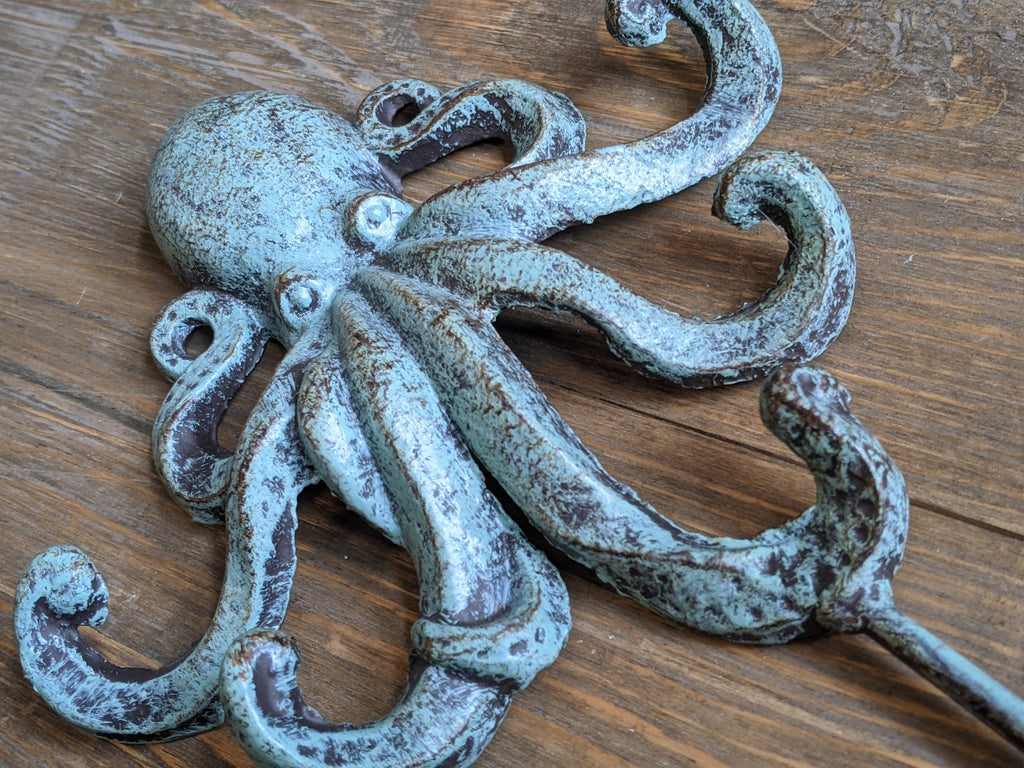 New OCTOPUS French Vintage Shabby Chic Metal Rustic GREEN Wall